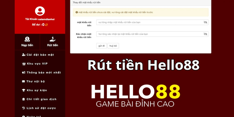 4 bước để rút tiền Hello88